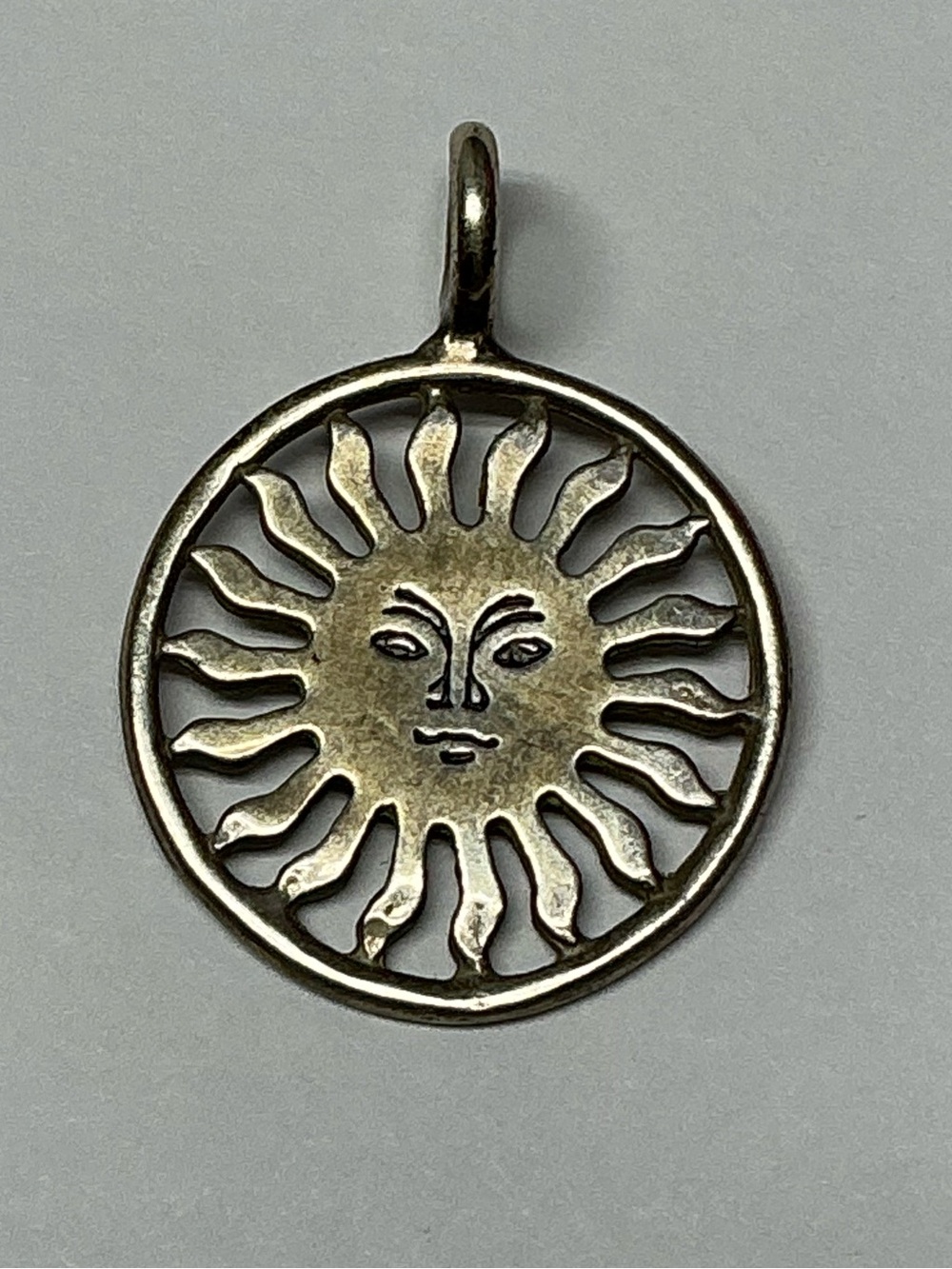 Vintage Sterling Silver Blazing Sun Pendant. 3/4 inch diameter